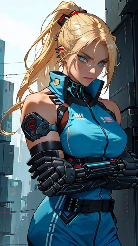 Beautiful cybernetic girl looking at camera in skintight robotic suit detailed muscles realistic masterpieces dynamic poses 