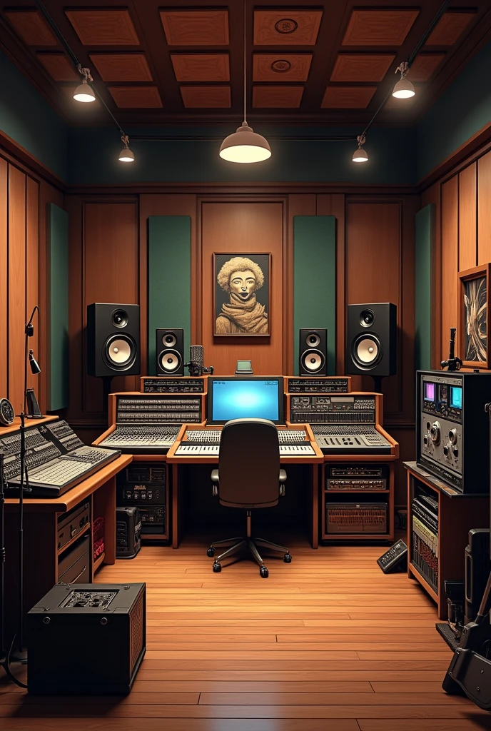 Classic recording studio background with 4k perspective