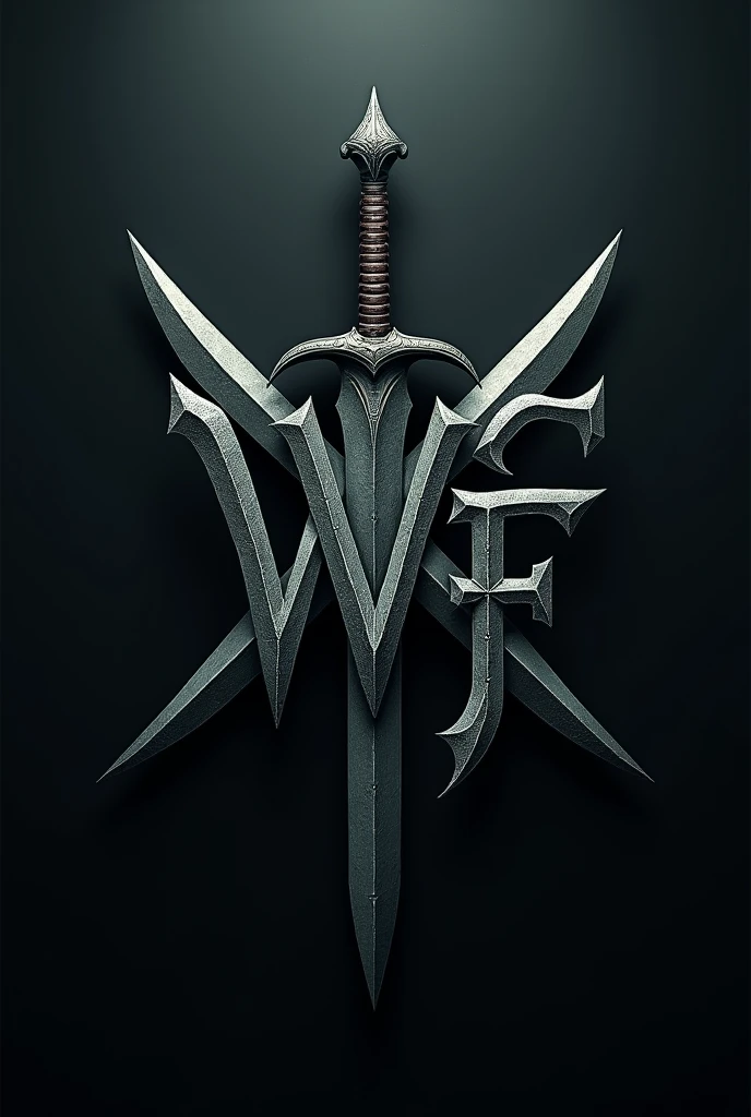 Sign with the letters "WF", two swords design Darck 