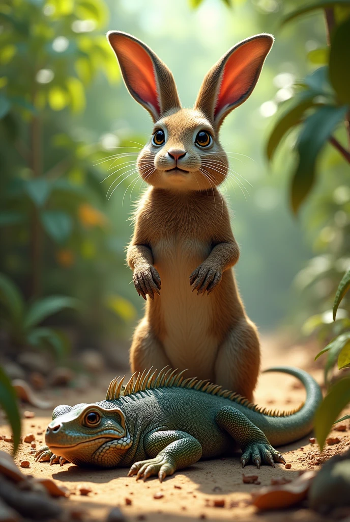 A rabbit afeter he killed a iguana