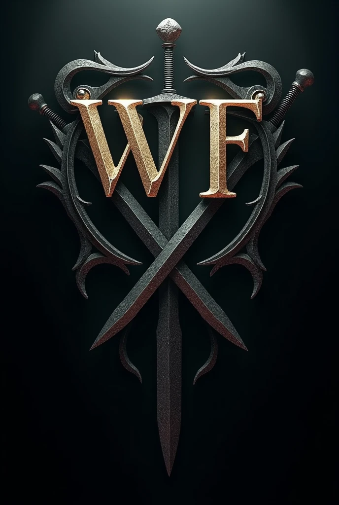 Sign with the letters "WF", two swords design Darck 