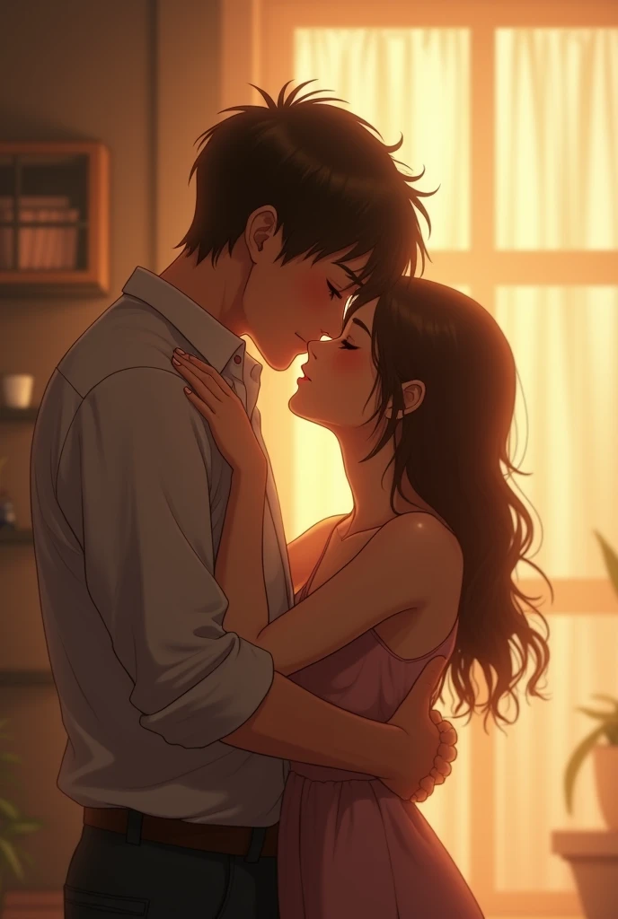 163cm girl and 180cm boy couple kissing 