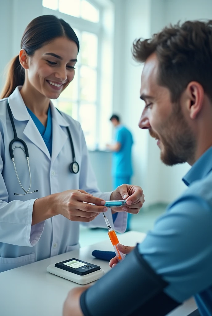 Taking blood pressure, weight gain, glucometria, injectology 