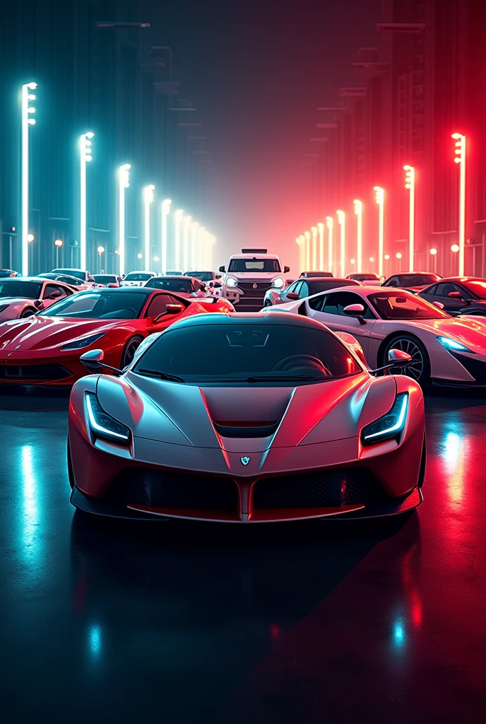 Make a short YouTube thumbnail of the top 10 most expensive cars that is very eye-catching and attractive to the public , and it has a text in Spanish at the top that says TOP 10 of the most expensive cars