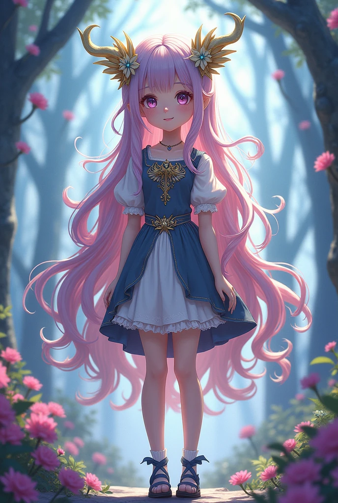 Cute unique fantasy full body highly detailed girl tall semi chibi anime style