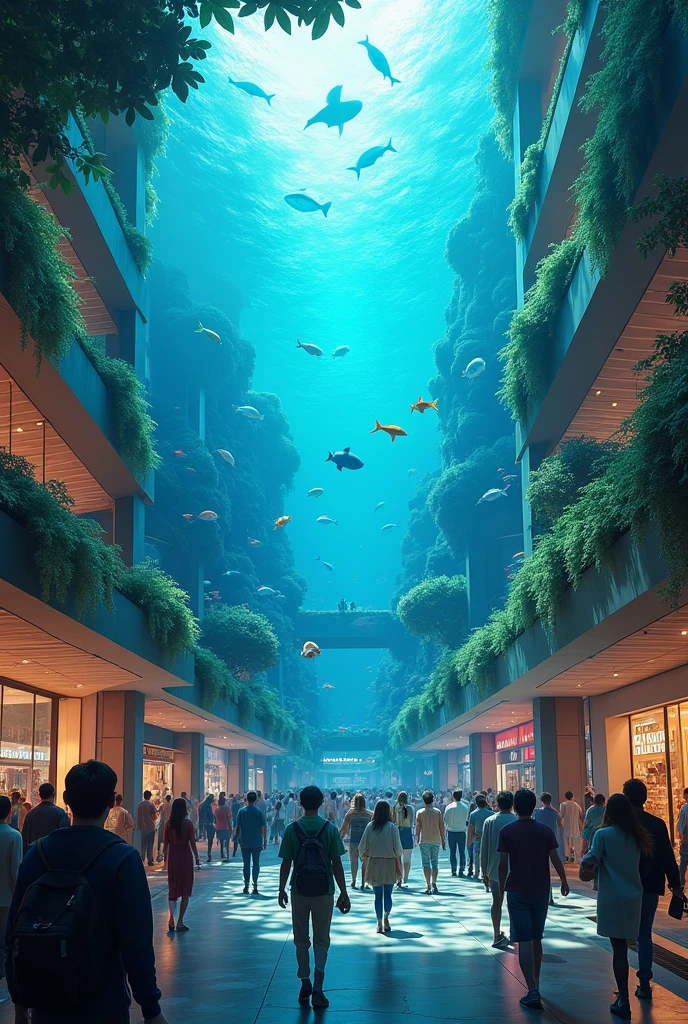 Shopping plaza with aquarium