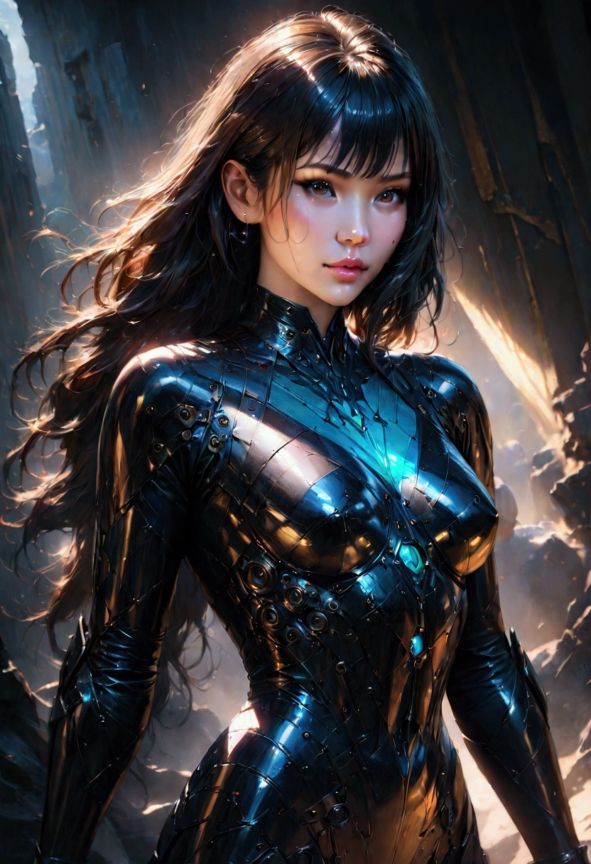 a beautiful anime girl, long black hair, black eyes, fair skin, detailed facial features, highly detailed, intricate hair strands, delicate skin, soft lighting, dramatic colors, cinematic composition, digital painting, photorealistic, 8k, masterpiece, (best quality,4k,8k,highres,masterpiece:1.2),ultra-detailed,(realistic,photorealistic,photo-realistic:1.37)
