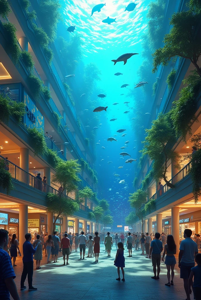 Shopping plaza with aquarium