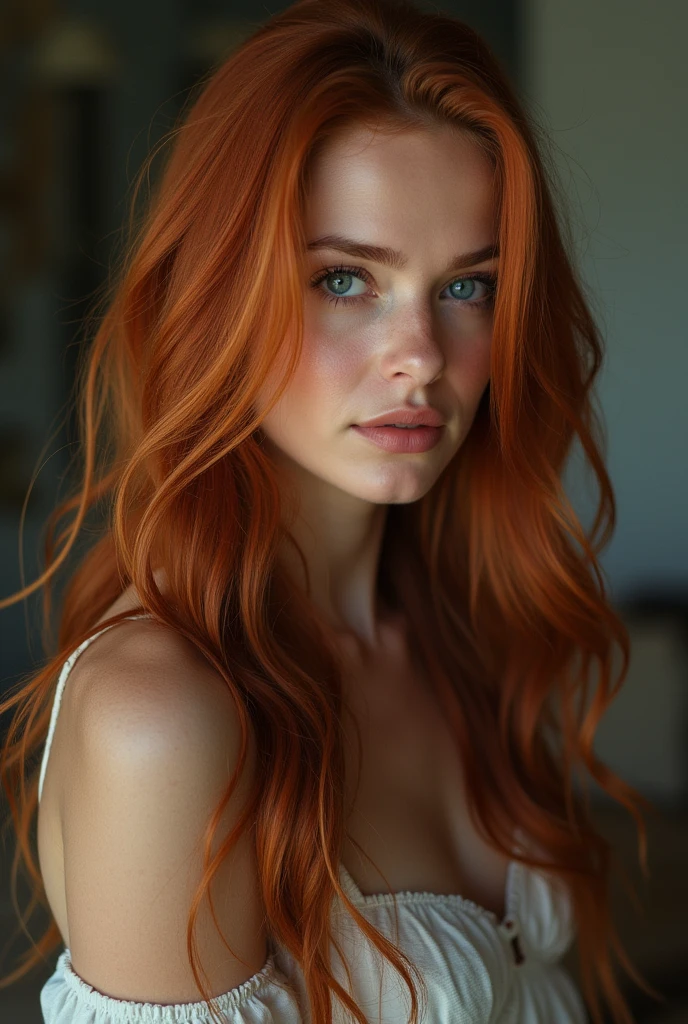 (Prise de vue complète du corps:1) image photoréaliste d'un (pose:1) femme, Ultraréaliste, la photographie, longs cheveux roux, femme, 24 ans, chiffre de sablier, corps parfait, look affectueux, seins moyens naturels, arrière-plan flou, sa langue mouillée lèche une épaisse et longue sucette en spirale aux couleurs de l'arc-en-ciel, un peu de salive coule de sa langue, Look séduisant, long cils, maquillage œil de chat