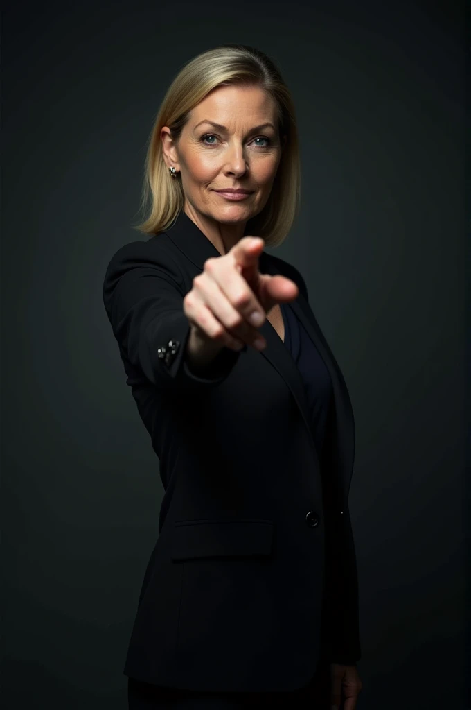 Woman pointing towards the camera