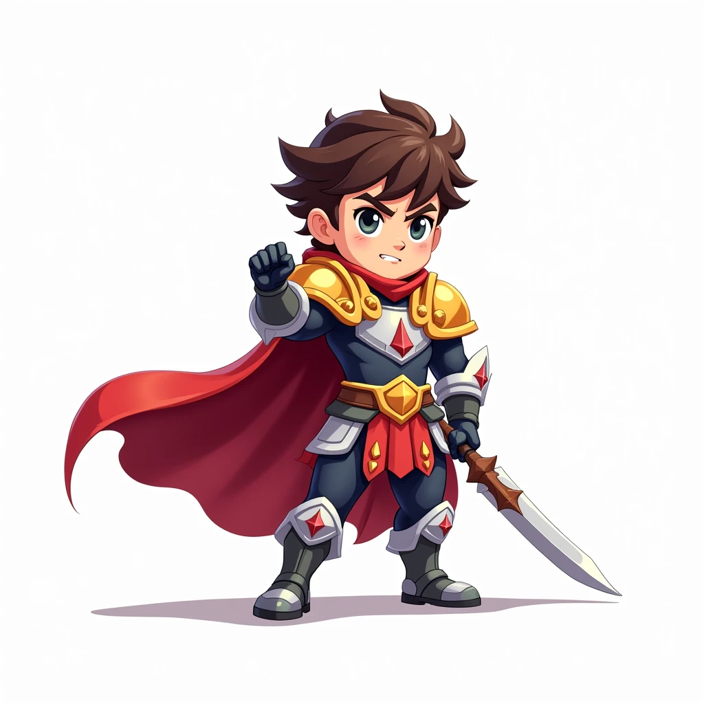cartoon style rpg hero, white background