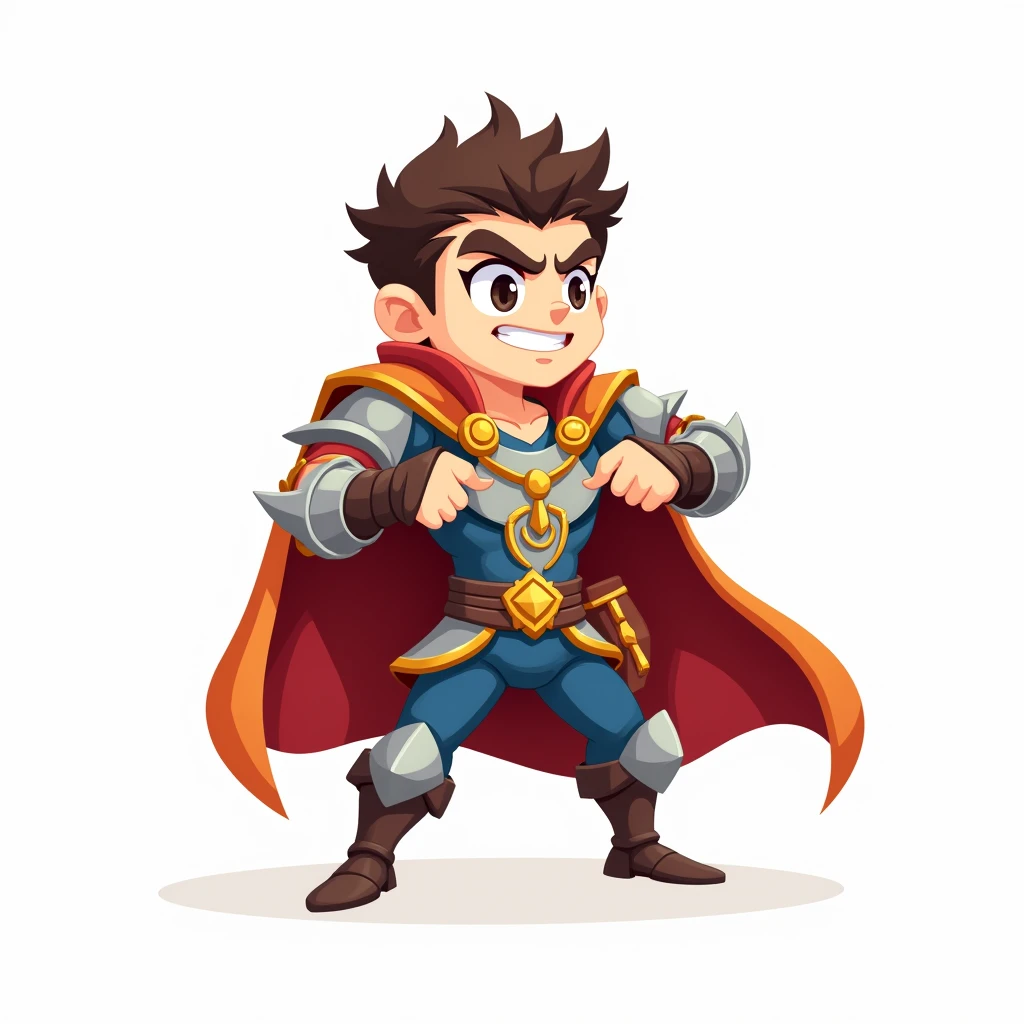 cartoon style rpg hero, white background