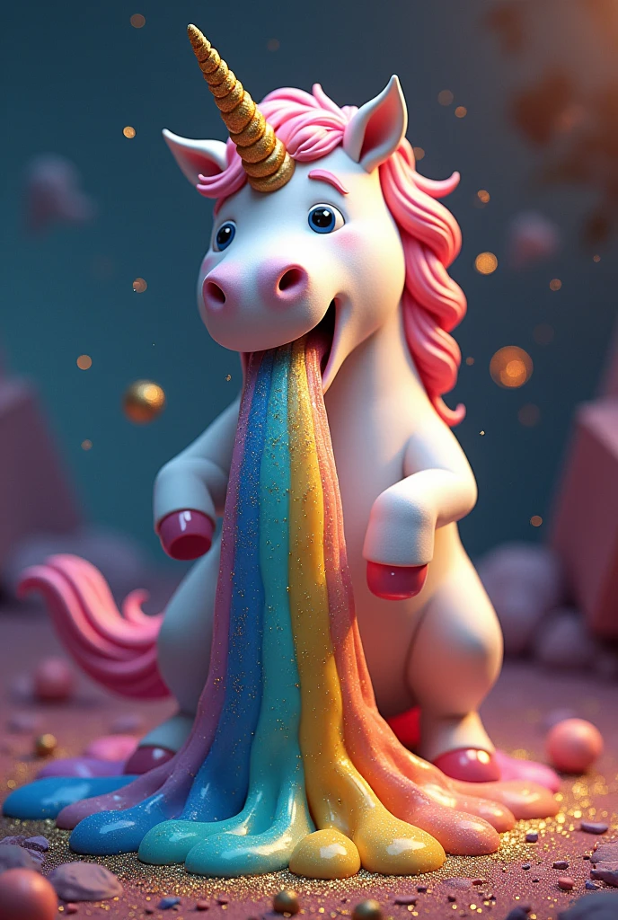Drunk unicorn throwing up rainbow and glitter