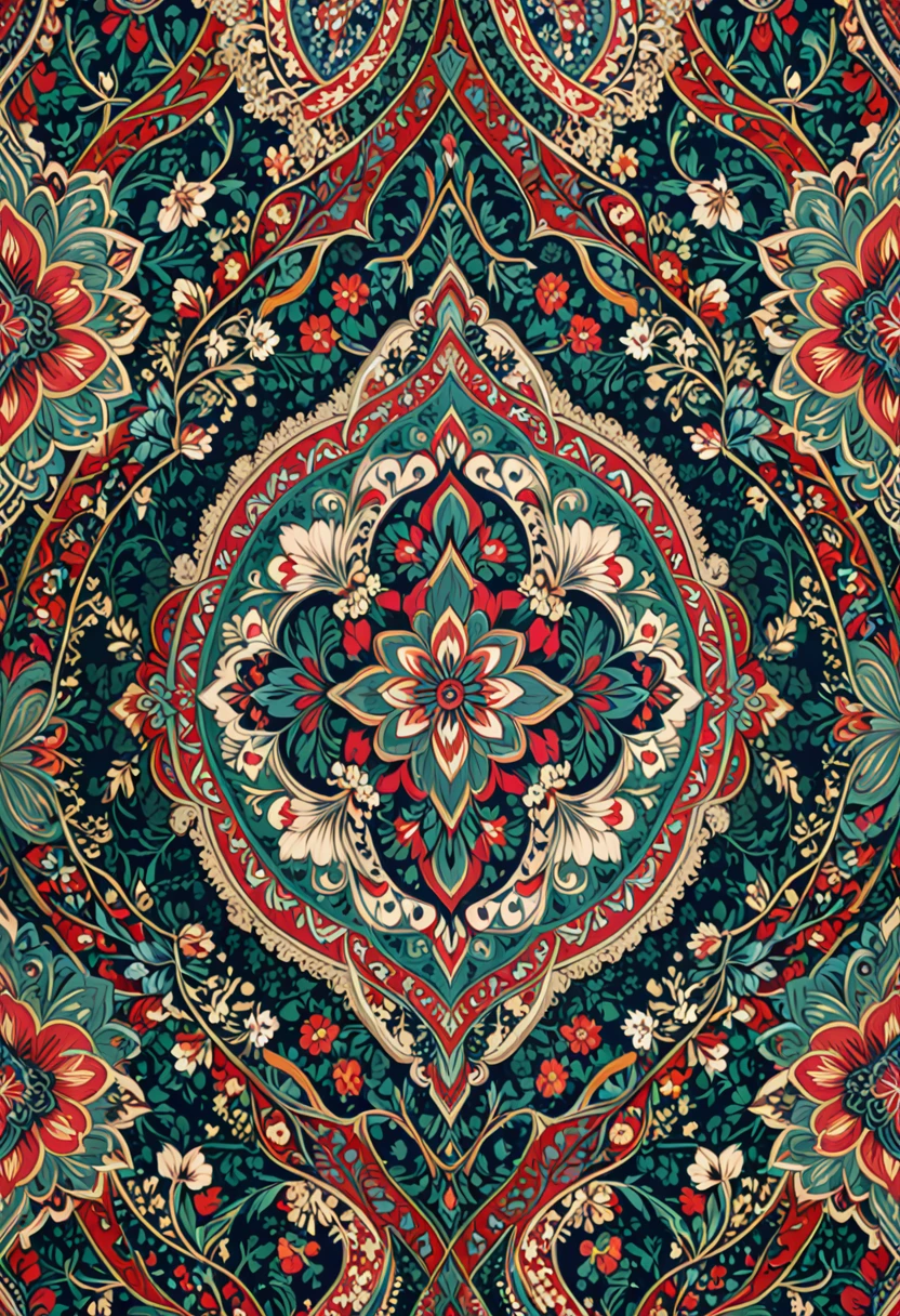 seamless pattern, tapestry, intricate, full of detalis, colorful