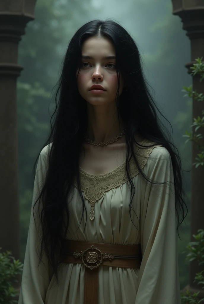 in christian dress long black hair