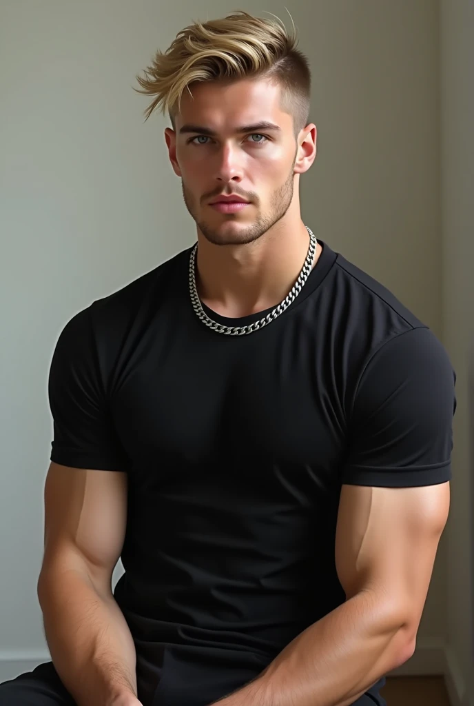 Photorealistic. A 19-year-old fit, Caucasian man, with short, spiky blond hair and blue eyes, wearing a black sleeveless hoodie, and black sweatpants, on his knees, with his mouth on, sucking the huge cock of a 25-year-old, fit, handsome, policeman, with short, fade-cut brown hair, stubble, and blue eyes, wearing a tan police uniform shirt, green uniform pants, and black utility boots, standing over the other man, in a dark alley, at night. Cum drips down his face, his body, and his cock. Gay, NSFW, sexy, erotic, huge cocks, muscular men.