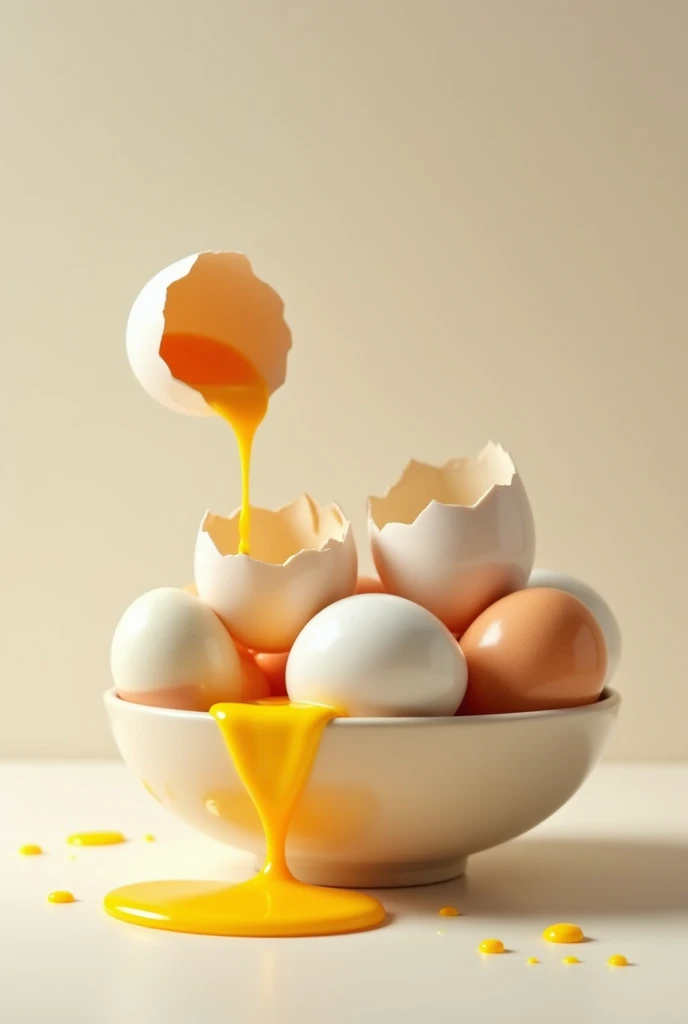 Putting cracked eggs on a bowl