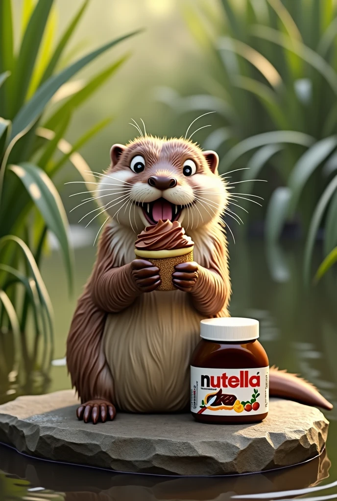 Otter eating nutella
