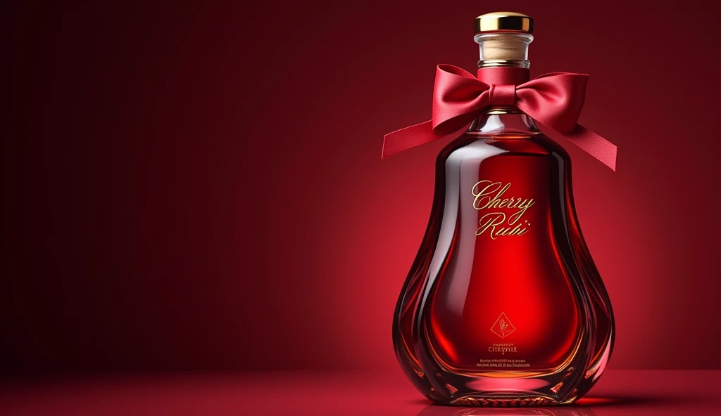 create a glass bottle for a cherry liqueur company, the name is: Cherry Rubi. The must transmit: elegance sophistication.