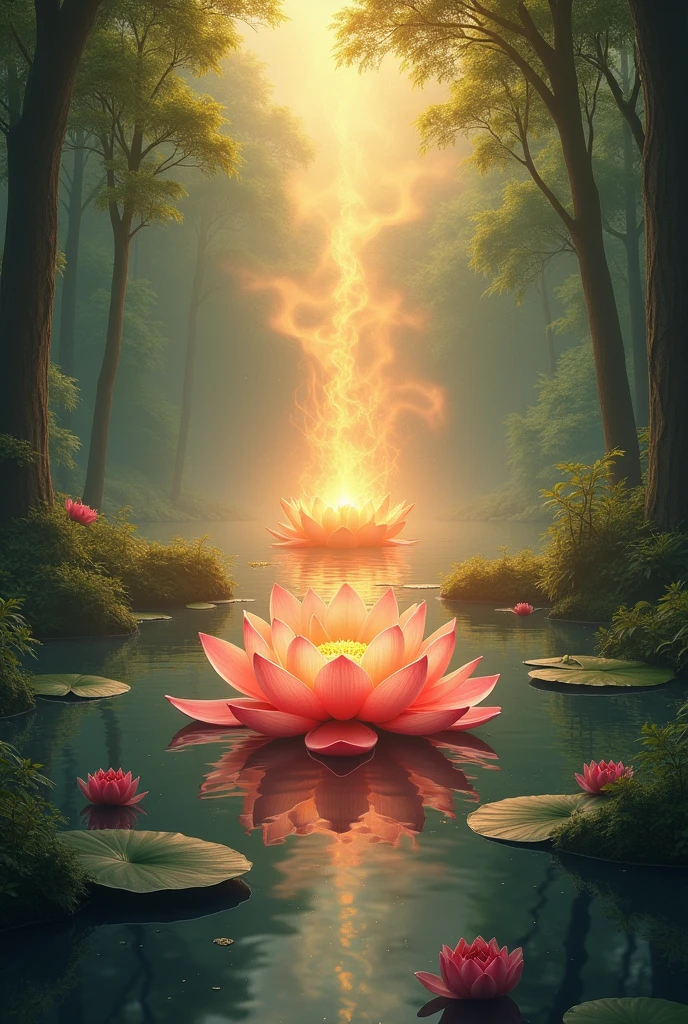 Lotus with beautiful background nature , in middle of Lotus deppam fire devotional god