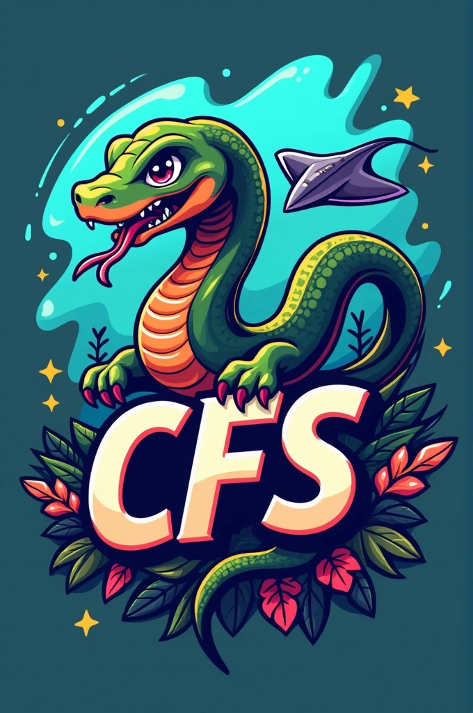 Football logo with a cute viper, Ray, some computer science name cfs