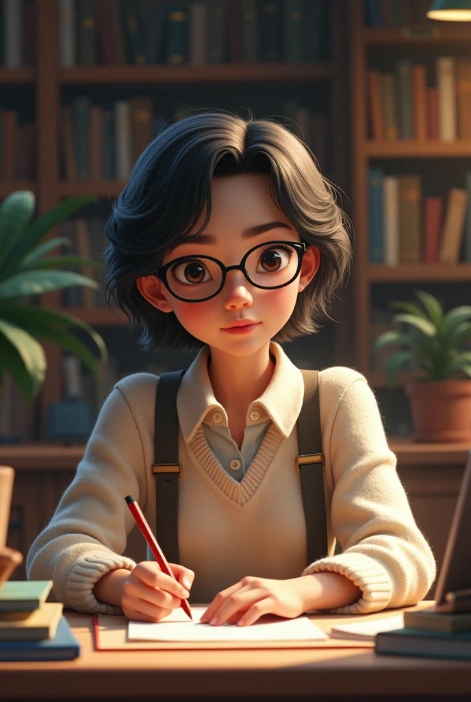 Young scholar wearing glasses
