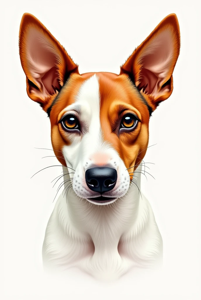 the face of a jack russel dog made with hand drawing with orange color details on its face and ear.