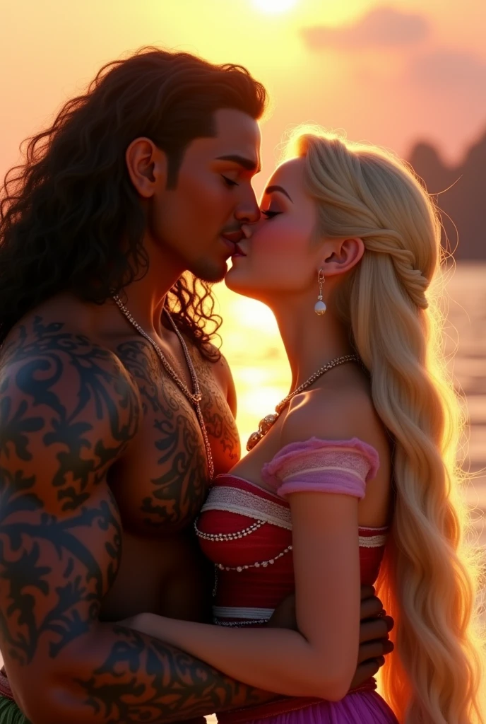 (Best Quality, 2k, Masterpiece, QHD: 1.3, A Handsome Black african barbarian man is surrounded by three women up against him touching him, at a mansion, wearing Swimsuits that show off body, perfect bodies, women: long flowing hair, flowers in hair, seductive, materials, golden hour, , jewelry, golden hour, photorealistic, masterpiece, in love, small grin, perfect faces, Flirtatious-groping
