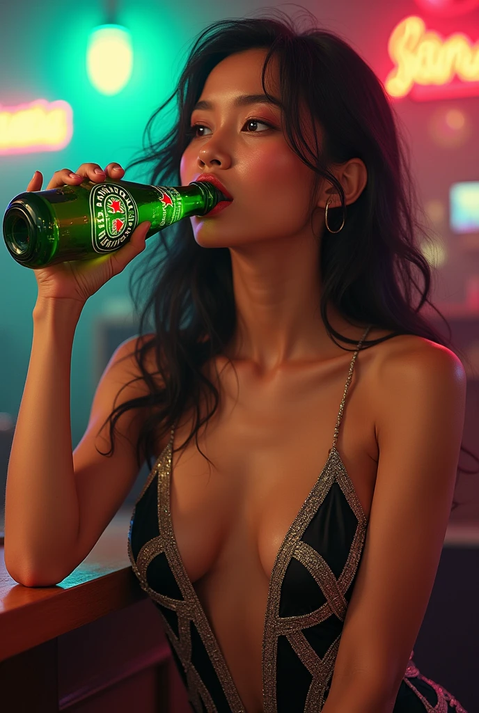 a cute girl naked standing at home with a glass, in the style of noir comic art, anime aesthetic, i can't believe how beautiful this is, honeycore, dark cyan and light black, romanticized views -