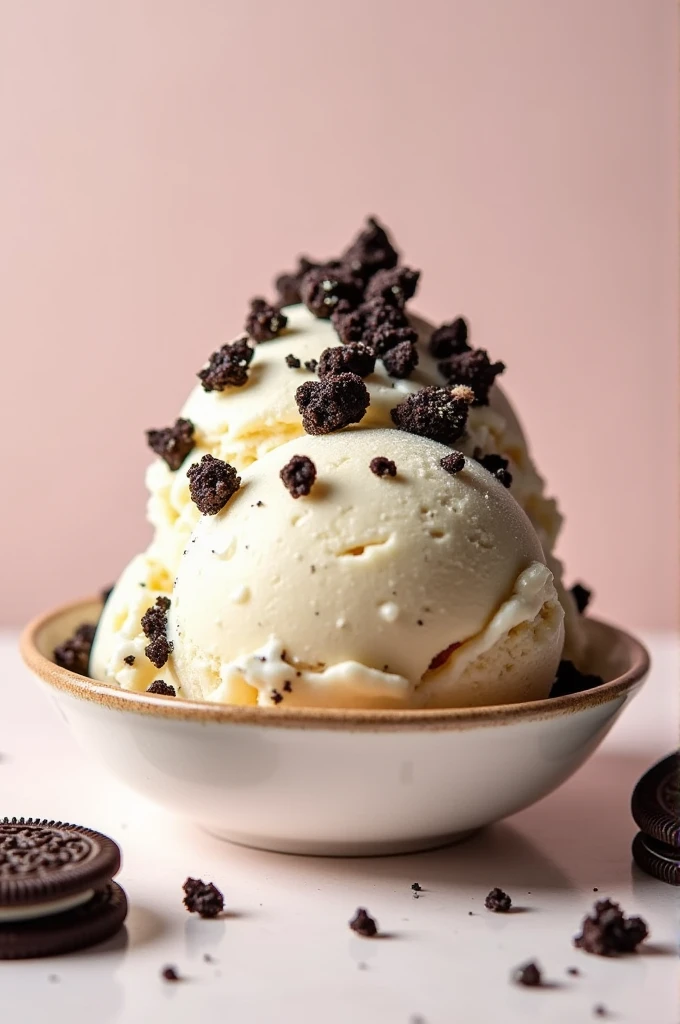 Ice cream with oreo sprinkles inside