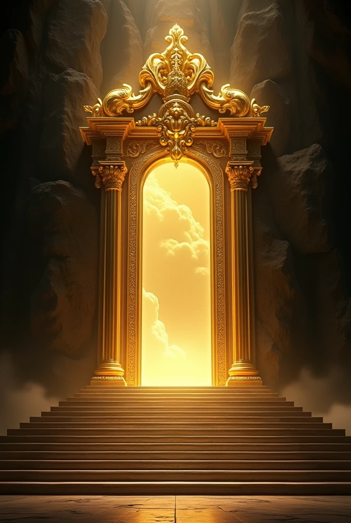 THE GOLD BRIGHT DIVINE GATE, 10  STEPS TO DIVINE WORLD ,BLACK BACKGROUND