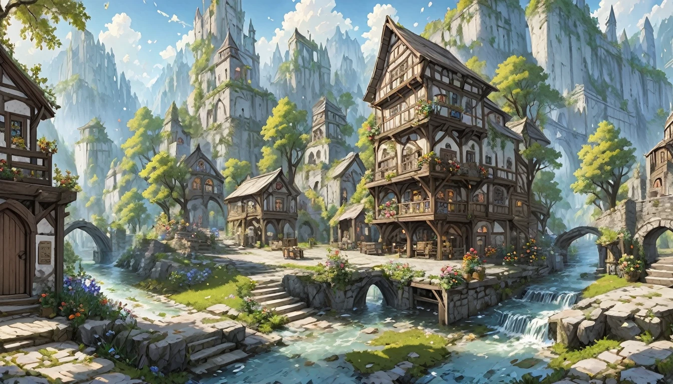 middle Ages,Fantasy RPG Landscape Stone City Landscape,bard,bar