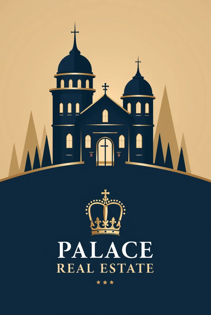 create a logo for a real estate agency called "Palace Real Estate", some ideas of what it could be like, e oq conter:
1. **Palace Elements**: Use silhouettes of towers or domes of a palace, combined with a modern house or building.
2. **elegant colors**: Consider using a sophisticated color palette, like gold and navy blue, that convey luxury and confidence.
3. **Classic Typography**: Choose an elegant, serif font for the name "Real Estate Palace", that refers to royalty and tradition.
4. **Key or Door**: Incorporating a stylized key or an open door can symbolize new opportunities and access to your dream home..
5. **Shield or Coat of Arms**: A shield or coat of arms logo can convey a sense of protection and prestige..