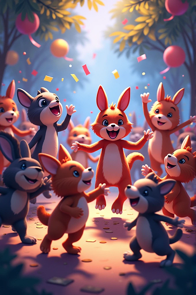 Let’s dance, dance, dance at the Animal Dance Party,
Jump, spin, wiggle, it’s so wild and hearty!
Move like the animals, one, two, three,
Come on everybody, dance along with me!