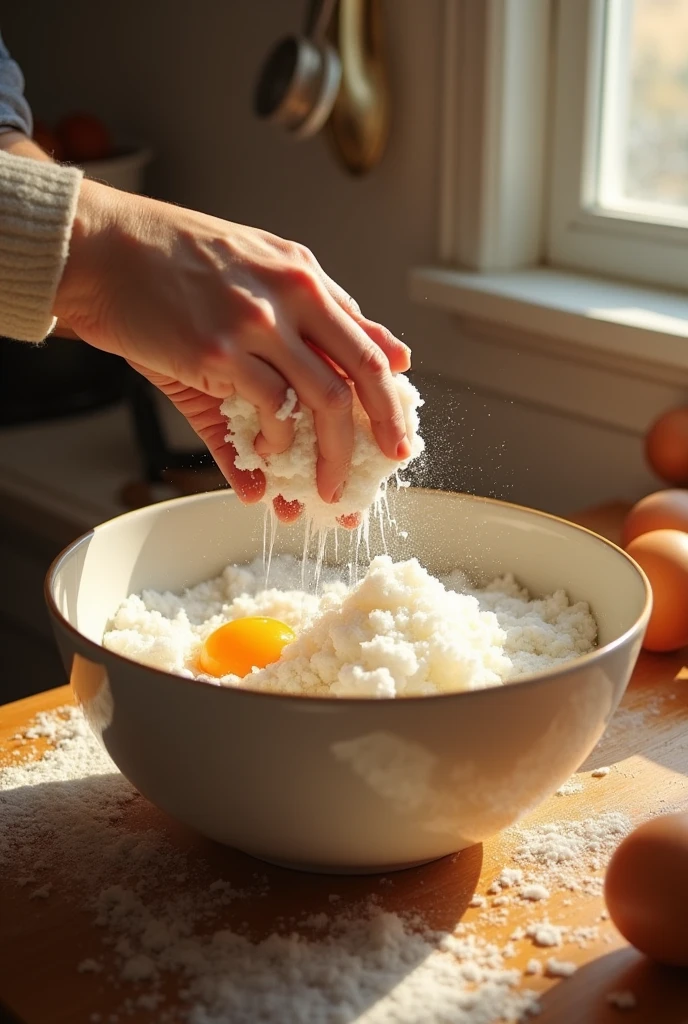 Mix mix the sugar egg and oil