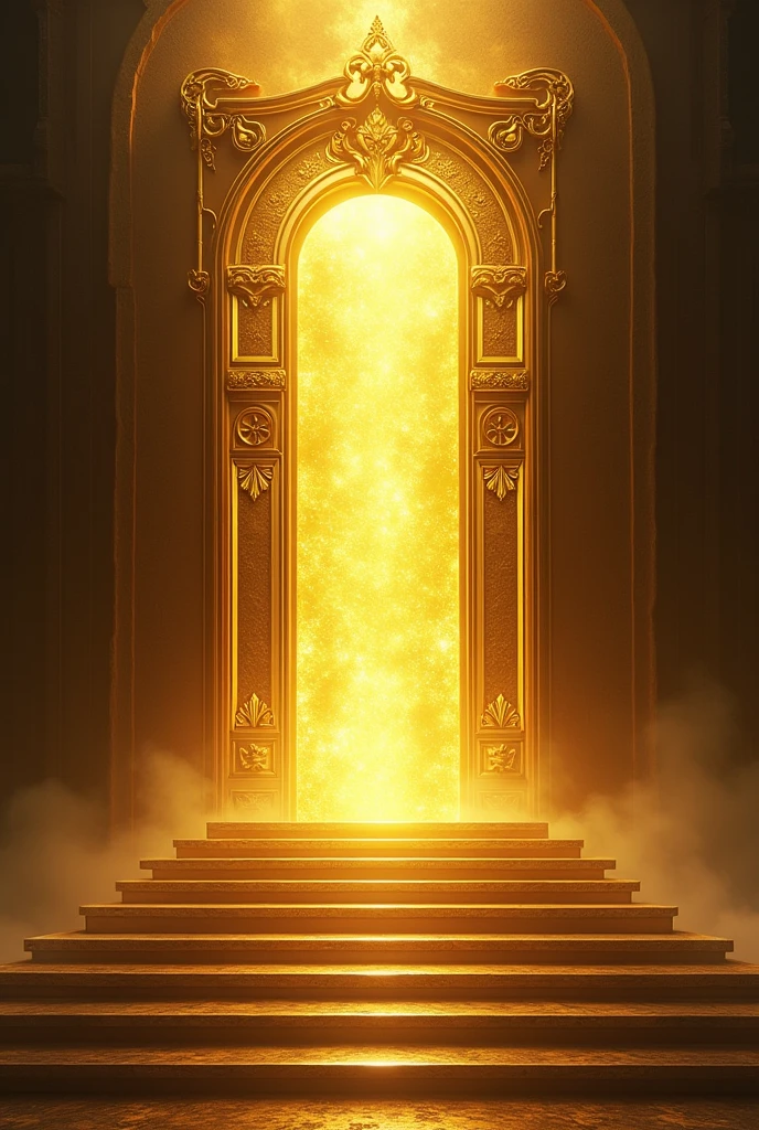 THE GOLD BRIGHT DIVINE GATE THAT IS BEAUTIFUL BRIGHTNES, 10 STEPS TO DIVINE WORLD ,BLACK BACKGROUND