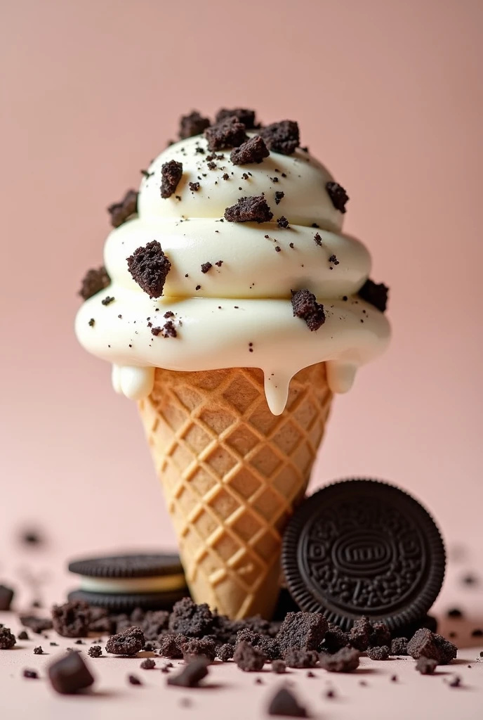 Ice cream with oreo sprinkles inside