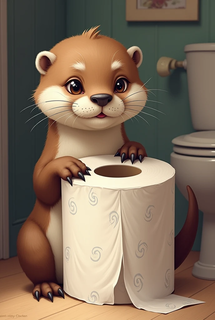 OTTER WITH TOILET PAPER DRAWING