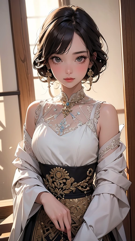 (masterpiece, Best Quality), intricate details,
1 girl, he's grown up, by the wide, (yellow eyes:1.5), teeth, antenna hair, sharp teeth, big breast, show cleavage, arms up, sweaty armpits, hot pose, sexy pose, naughty, by white, (Forehead:1.2), (facial mark:1.5),, neckline, Boots, mono, black mono, superhero,