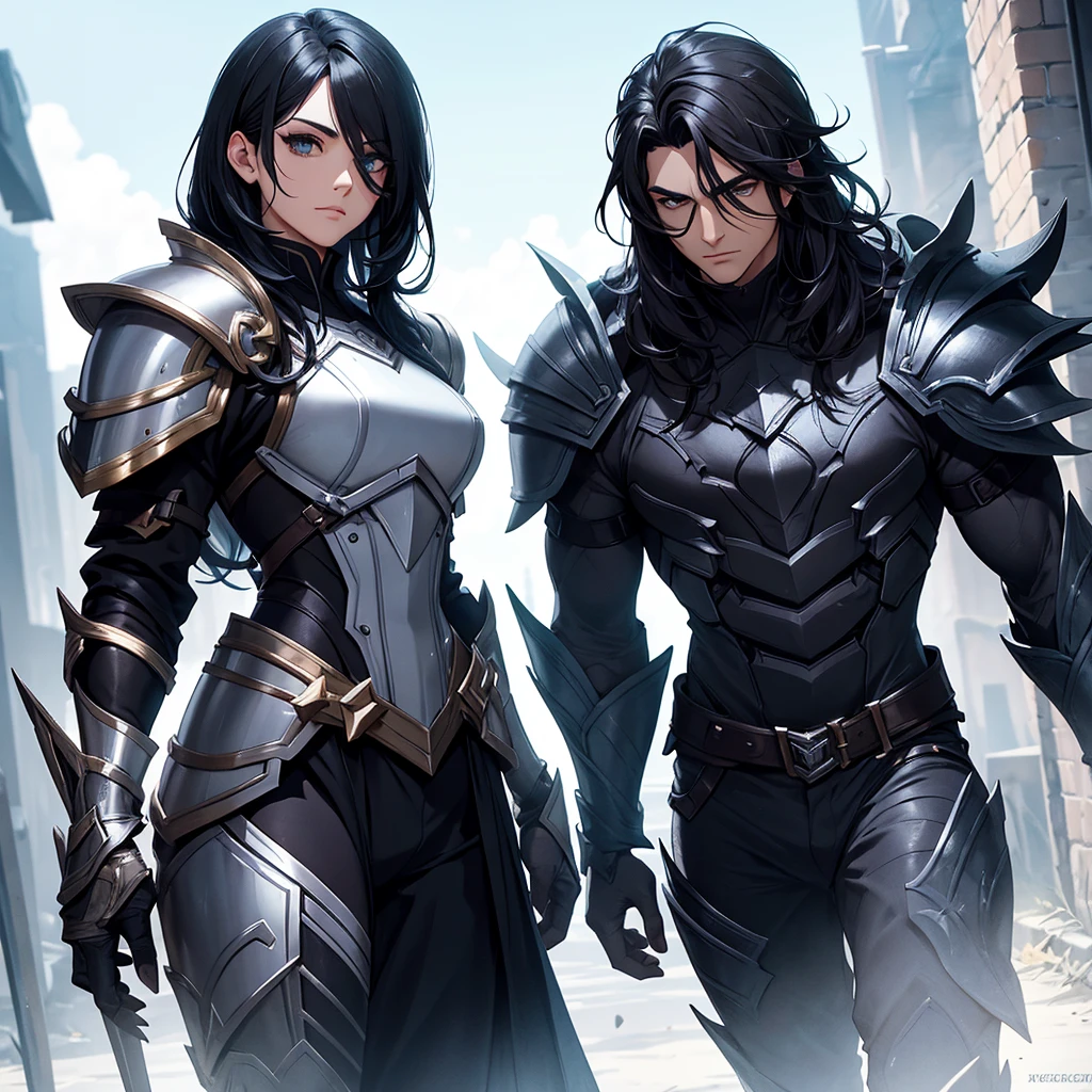 Make a man with short wavy black hair. He should have light black armor with silver details.. He should look like the character Viego from League of Legends.