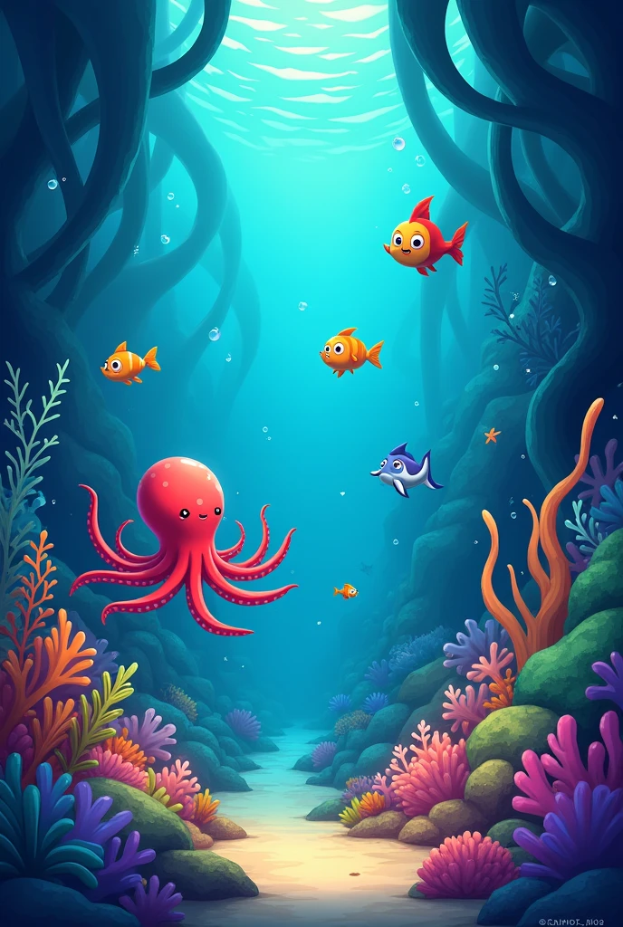 Deep ocean cartoon