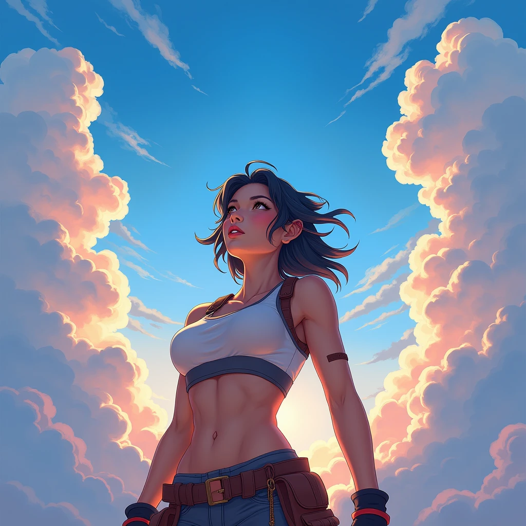 Beidou looking at sky beautiful,cute