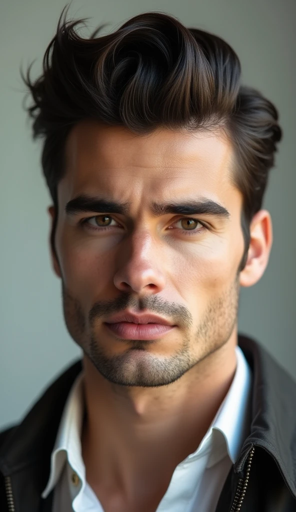 create an image of a man with hair and a quiff