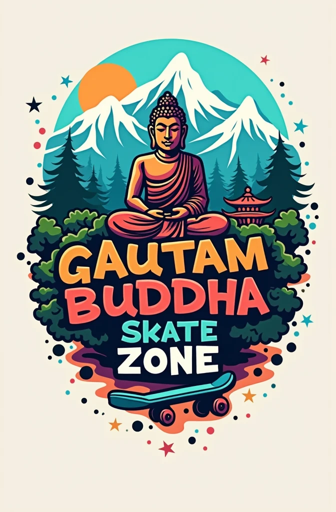 Creat a logo of skatepark named Gautam Buddha Skate Zone inline skate in Nepali theme