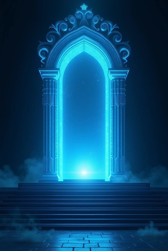 THE DIVINE GATE THAT IS BEAUTIFUL BLUE BRIGHTNES, 10 STEPS TO DIVINE WORLD ,BLACK BACKGROUND
