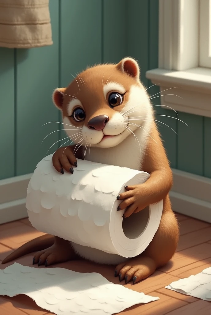 OTTER WITH TOILET PAPER DRAWING