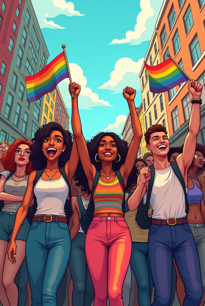 The LGBT community fighting against discrimination easy cartoon drawing