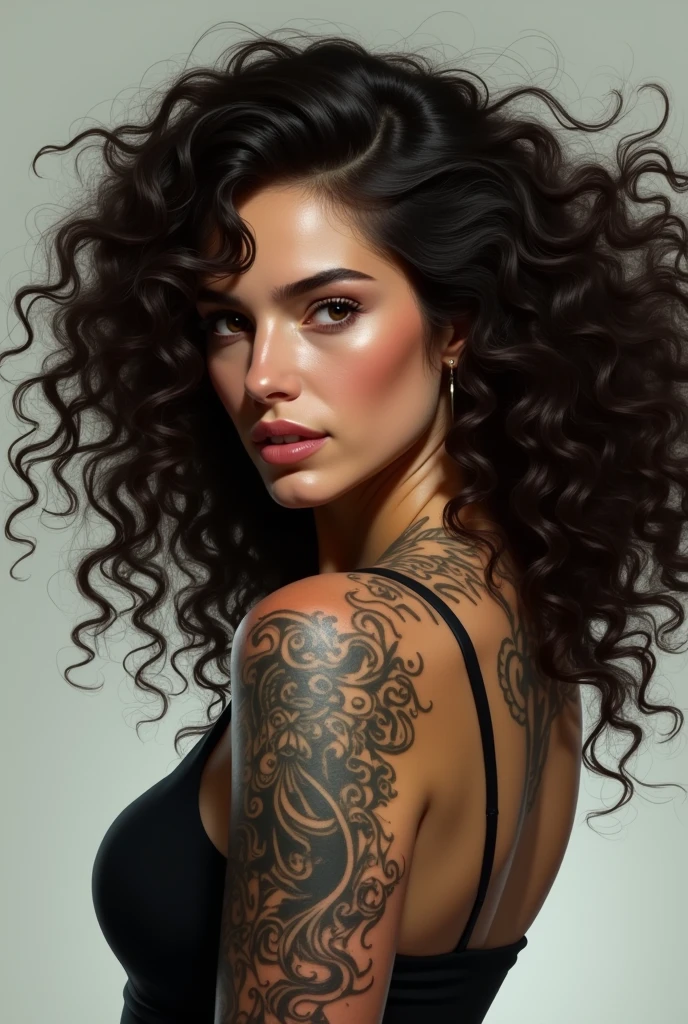 Curly woman tattoo