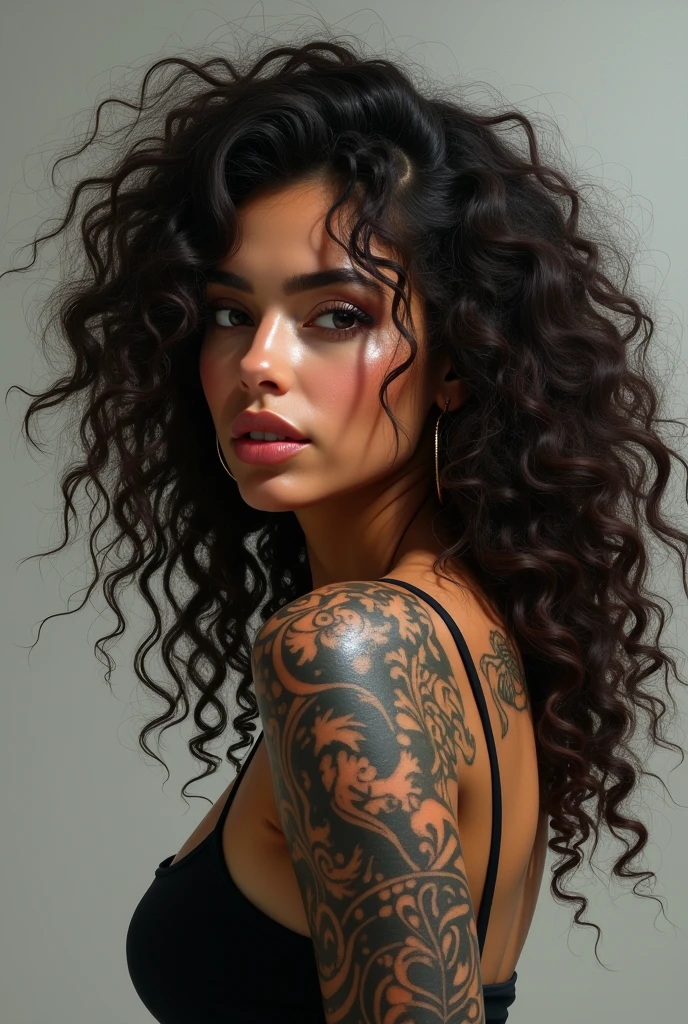 Curly woman tattoo