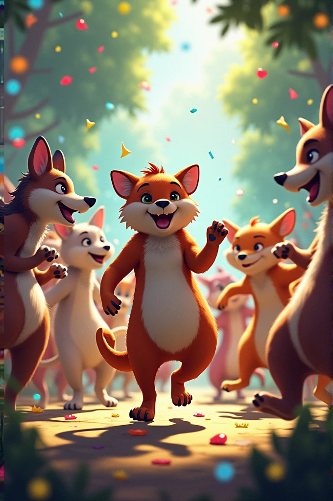 Let’s dance, dance, dance at the Animal Dance Party,
Jump, spin, wiggle, it’s so wild and hearty!
Move like the animals, one, two, three,
Come on everybody, dance along with me!